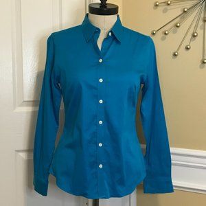 Banana Republic Teal Blue Button Down Shirt Sz 8
